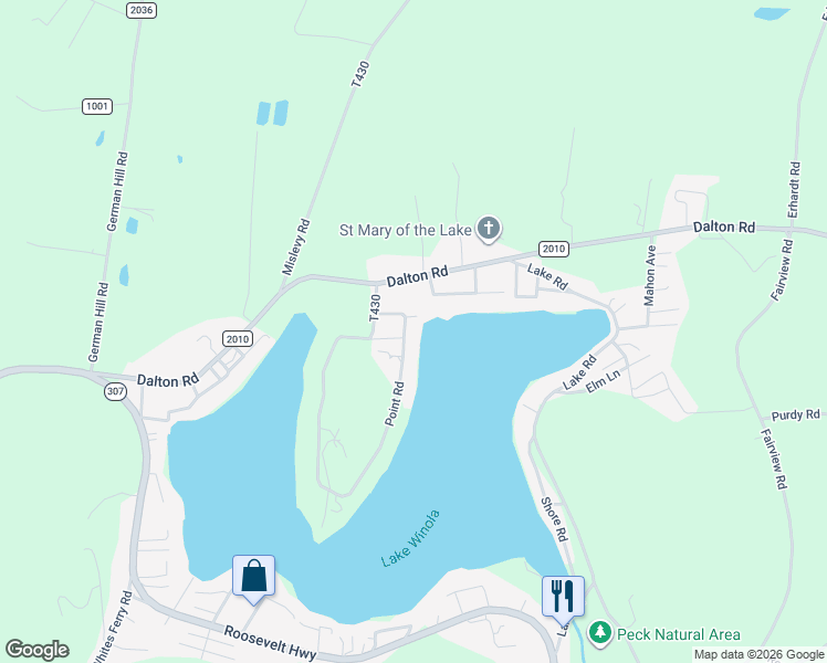map of restaurants, bars, coffee shops, grocery stores, and more near 460 Point Road in Factoryville