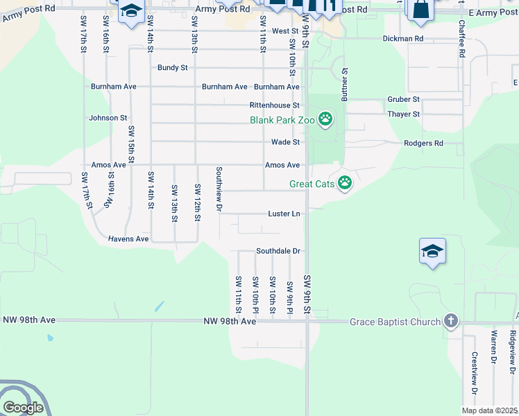 map of restaurants, bars, coffee shops, grocery stores, and more near 1014 Luster Lane in Des Moines