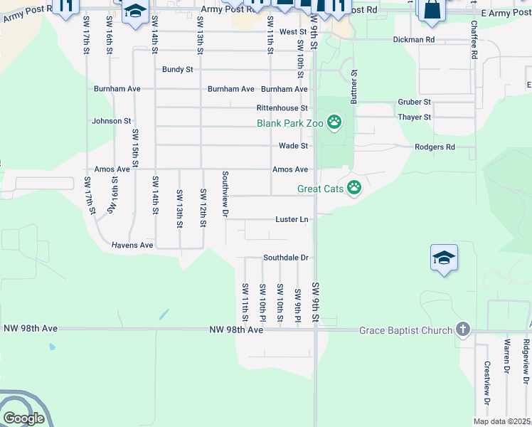 map of restaurants, bars, coffee shops, grocery stores, and more near 1014 Luster Lane in Des Moines