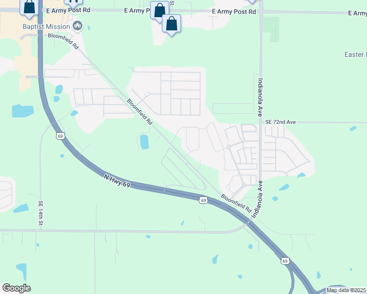 map of restaurants, bars, coffee shops, grocery stores, and more near 7360 Southeast 19th Street in Des Moines