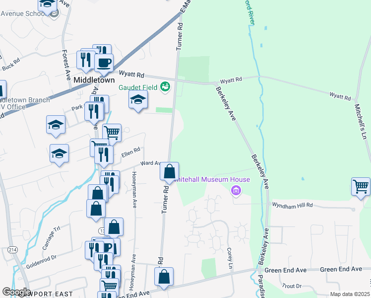 map of restaurants, bars, coffee shops, grocery stores, and more near in Middletown