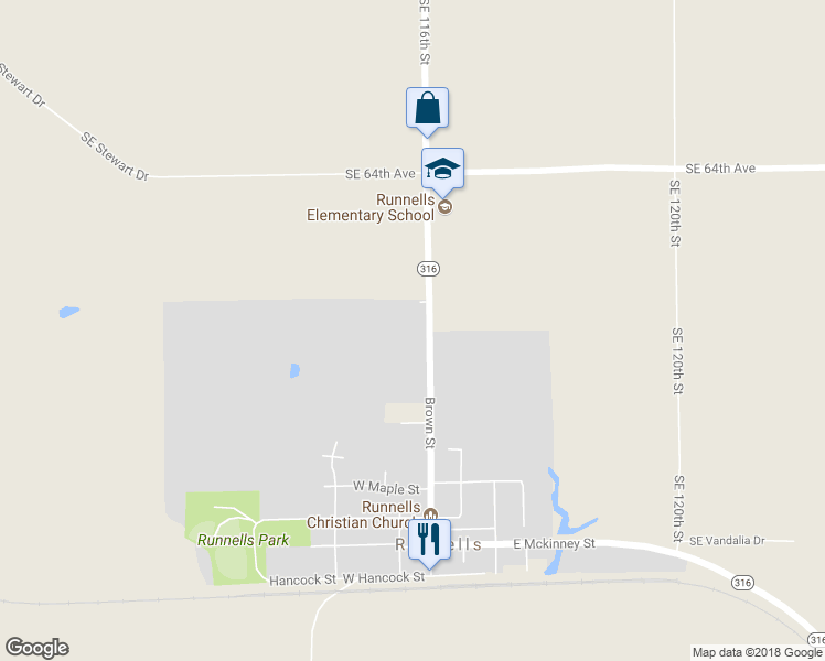 map of restaurants, bars, coffee shops, grocery stores, and more near 103 Rolling Prairie Drive in Runnells