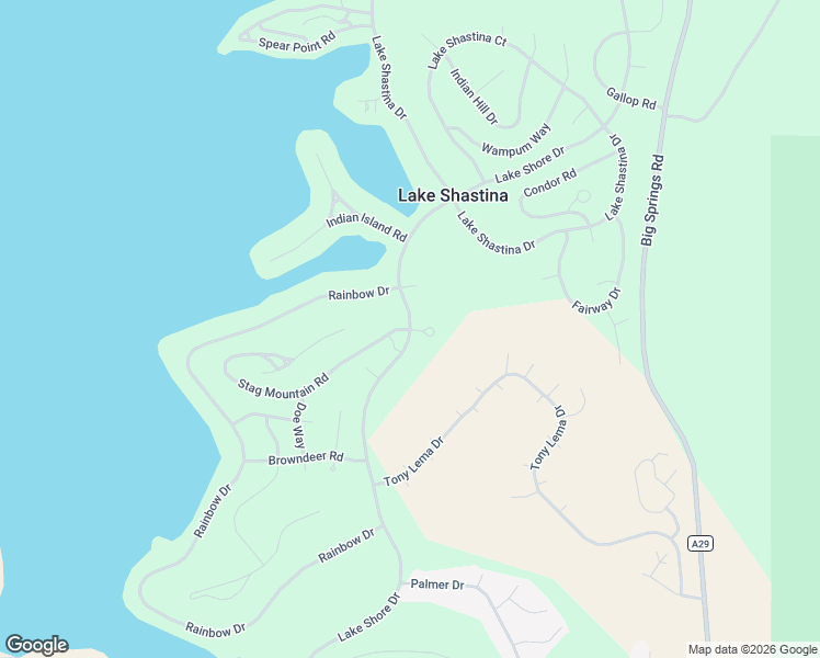 map of restaurants, bars, coffee shops, grocery stores, and more near 16587 Lake Shore Drive in Weed