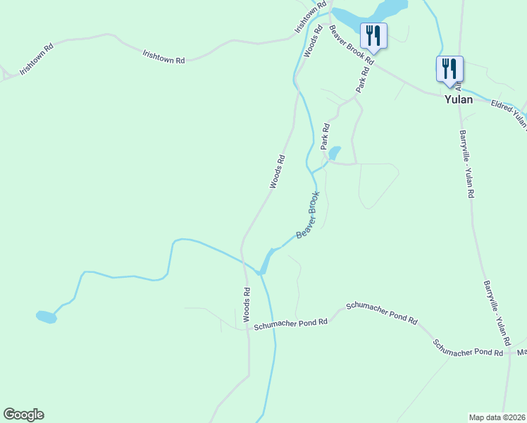 map of restaurants, bars, coffee shops, grocery stores, and more near 33 Woods Road in Sullivan County