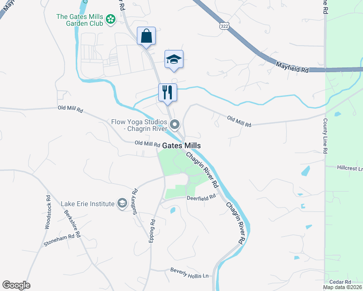 map of restaurants, bars, coffee shops, grocery stores, and more near in Gates Mills