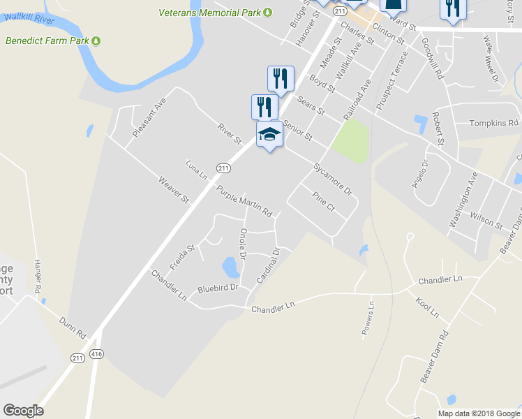 map of restaurants, bars, coffee shops, grocery stores, and more near 141 Purple Martin Drive in Montgomery