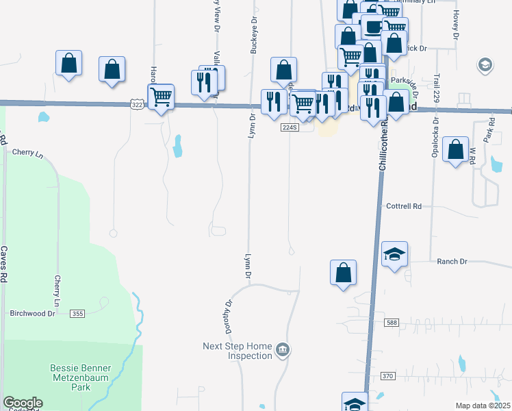 map of restaurants, bars, coffee shops, grocery stores, and more near 12911 Lynn Drive in Chesterland