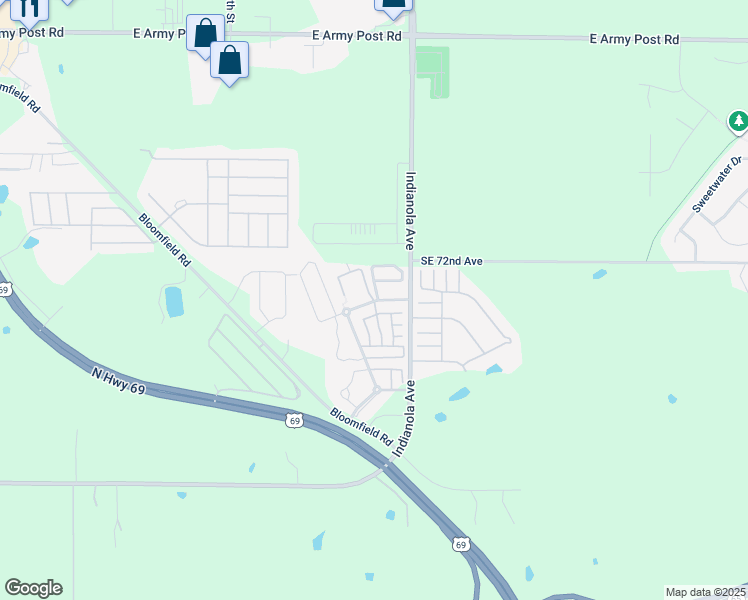 map of restaurants, bars, coffee shops, grocery stores, and more near 2101 Meadow Court in Des Moines