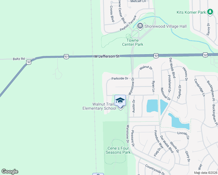 map of restaurants, bars, coffee shops, grocery stores, and more near 1814 Hunter Drive in Shorewood