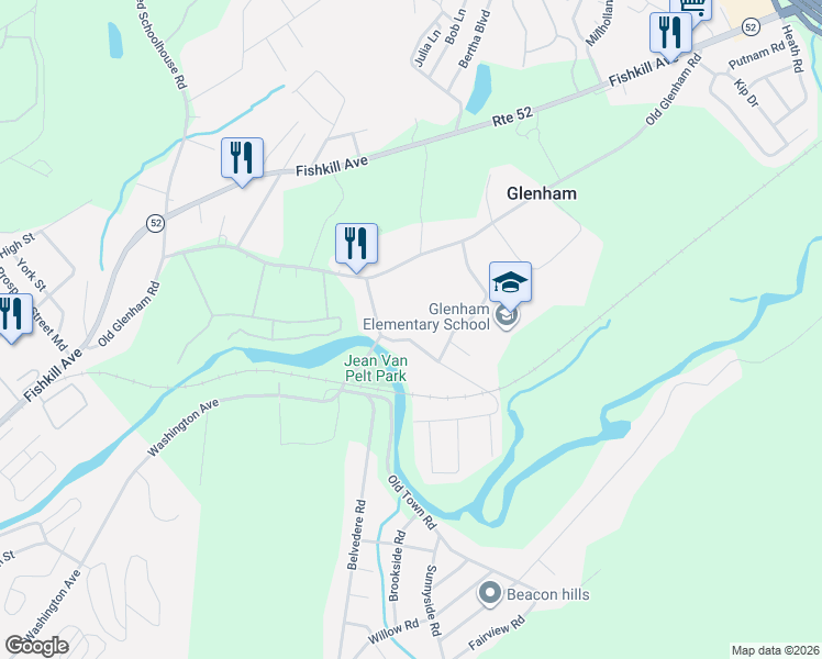 map of restaurants, bars, coffee shops, grocery stores, and more near 2 Petticoat Lane in Beacon