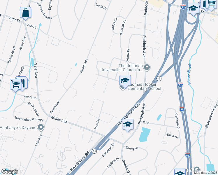 map of restaurants, bars, coffee shops, grocery stores, and more near 7 Long Meadow Drive in Meriden