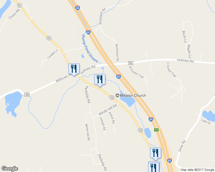 map of restaurants, bars, coffee shops, grocery stores, and more near 4081 Route 52 in Holmes