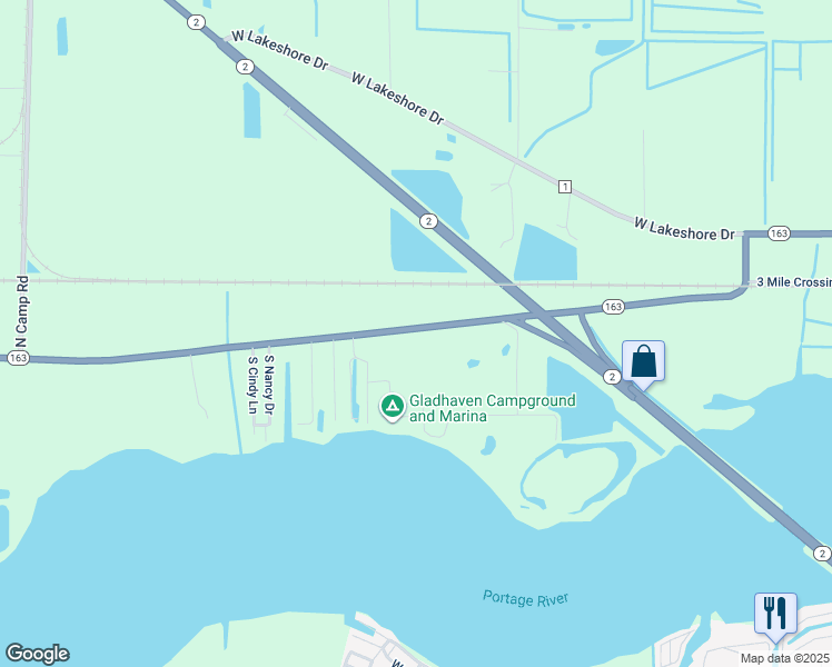 map of restaurants, bars, coffee shops, grocery stores, and more near 3733 W Harbor Rd in Port Clinton