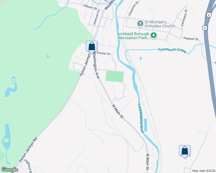 map of restaurants, bars, coffee shops, grocery stores, and more near 12 Old Mill Road in Jermyn
