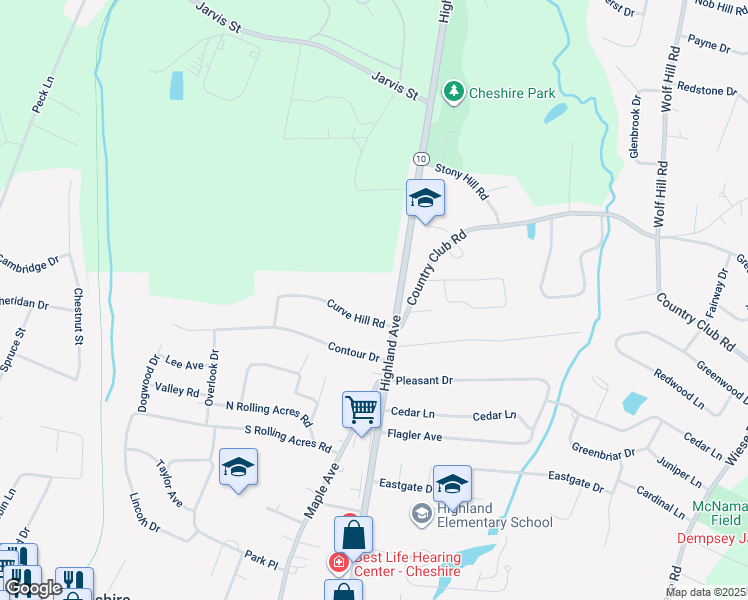 map of restaurants, bars, coffee shops, grocery stores, and more near 745 Highland Ave in Cheshire