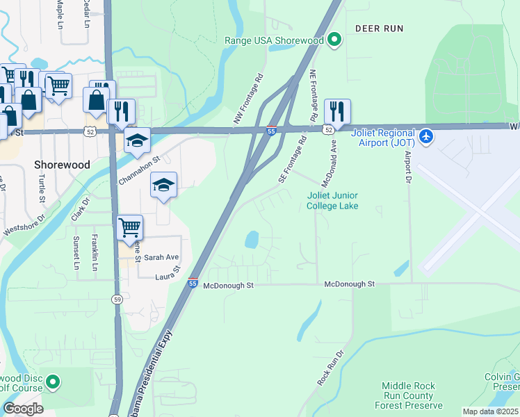 map of restaurants, bars, coffee shops, grocery stores, and more near 270 Timber Ridge Court in Joliet