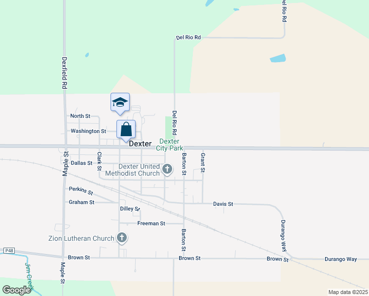 map of restaurants, bars, coffee shops, grocery stores, and more near 899 Barton Street in Dexter