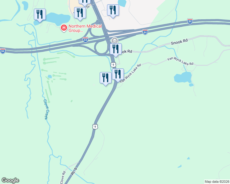 map of restaurants, bars, coffee shops, grocery stores, and more near 448 New York State Bicycle Route 9 in Fishkill
