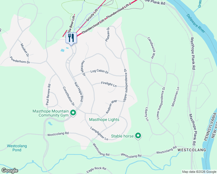 map of restaurants, bars, coffee shops, grocery stores, and more near 559 Firelight Lane in Lackawaxen