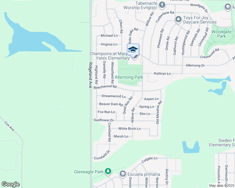 map of restaurants, bars, coffee shops, grocery stores, and more near 6230 Streamwood Lane in Matteson