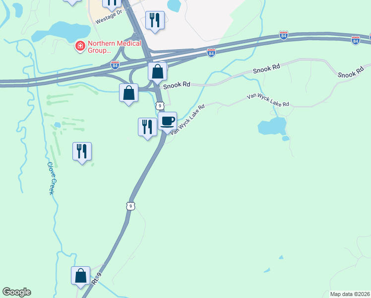 map of restaurants, bars, coffee shops, grocery stores, and more near 448 New York State Bicycle Route 9 in Fishkill