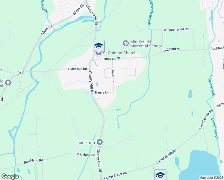 map of restaurants, bars, coffee shops, grocery stores, and more near 5 Janet Drive in Middlefield