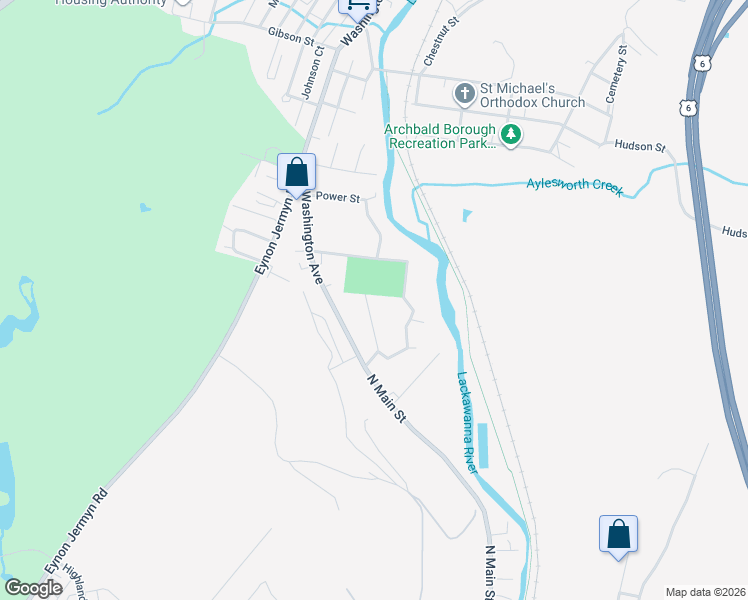 map of restaurants, bars, coffee shops, grocery stores, and more near 12 Old Mill Road in Jermyn