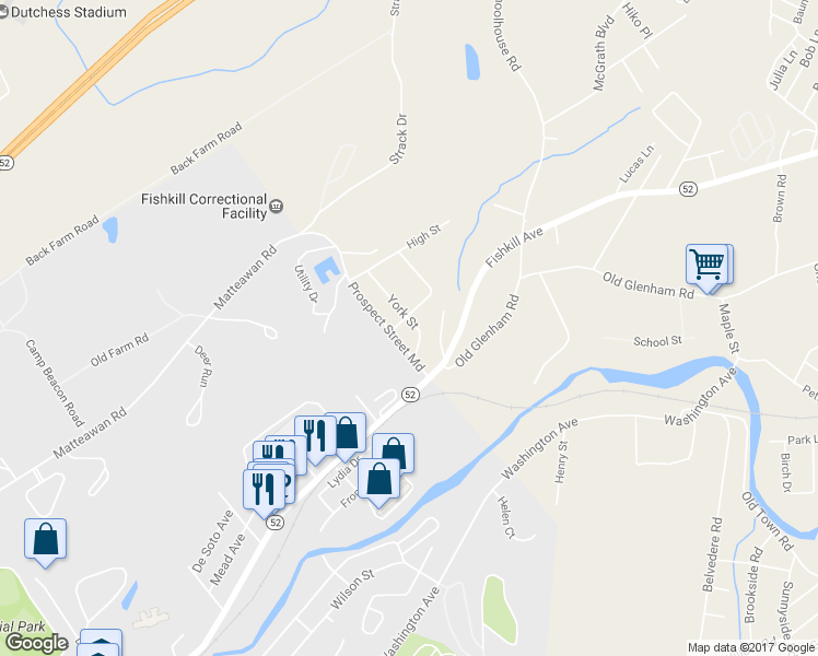 map of restaurants, bars, coffee shops, grocery stores, and more near 4 York Street in Beacon