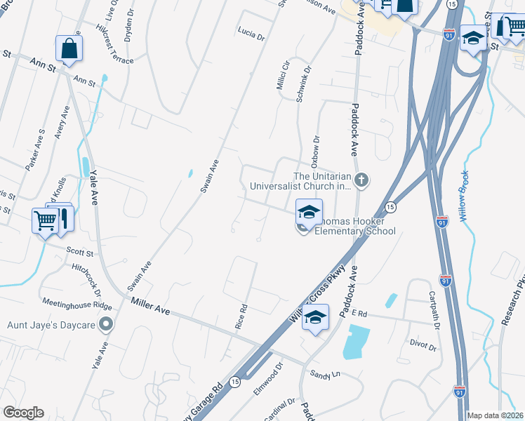 map of restaurants, bars, coffee shops, grocery stores, and more near 7 Long Meadow Drive in Meriden