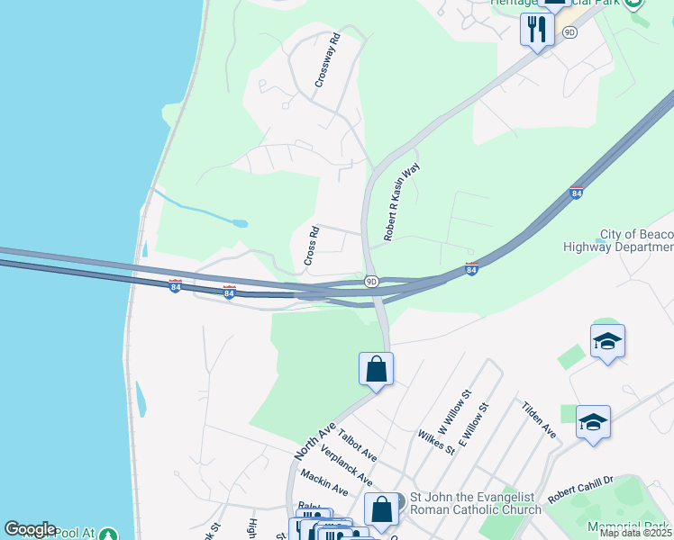 map of restaurants, bars, coffee shops, grocery stores, and more near 8 Shale Road in Beacon