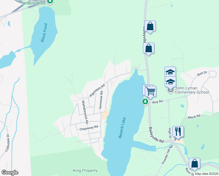 map of restaurants, bars, coffee shops, grocery stores, and more near 12 Lake Shore Drive in Middlefield