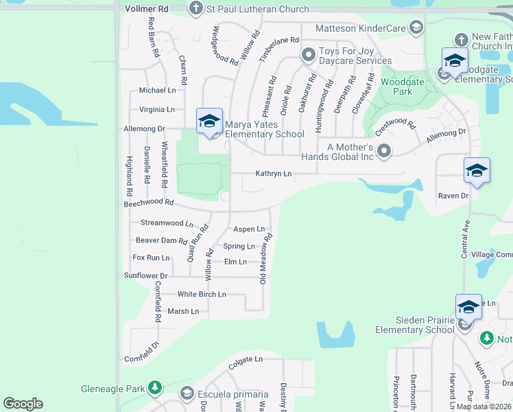 map of restaurants, bars, coffee shops, grocery stores, and more near 6024 Beechwood Road in Matteson