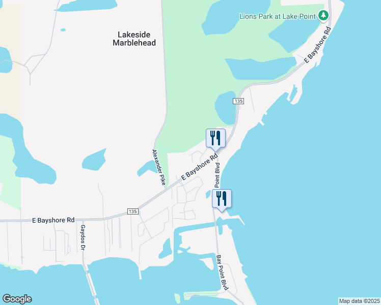 map of restaurants, bars, coffee shops, grocery stores, and more near 10871 North Bay Point Drive in Lakeside Marblehead