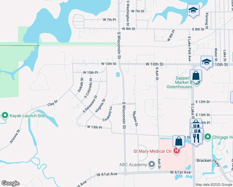map of restaurants, bars, coffee shops, grocery stores, and more near 1106 Csokasy Court in Hobart