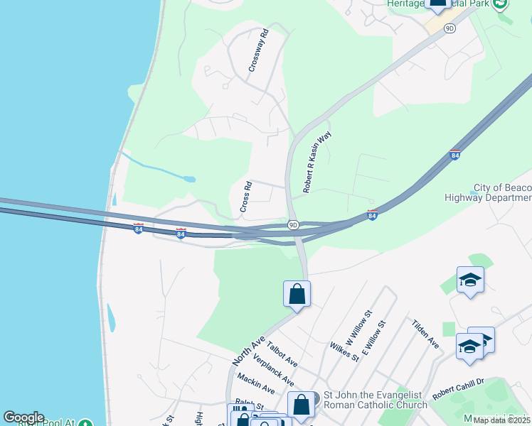 map of restaurants, bars, coffee shops, grocery stores, and more near 8 Shale Road in Beacon