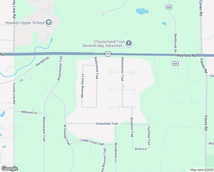 map of restaurants, bars, coffee shops, grocery stores, and more near 7404 Avon Lane in Chesterland