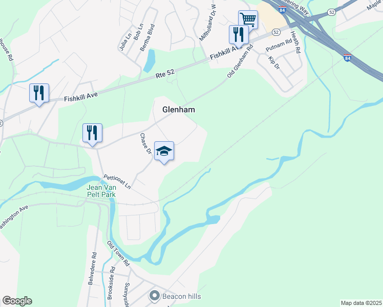 map of restaurants, bars, coffee shops, grocery stores, and more near 7 Greenhill Drive in Fishkill