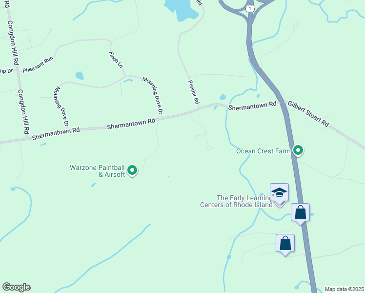 map of restaurants, bars, coffee shops, grocery stores, and more near 26 Mallet Lane in North Kingstown