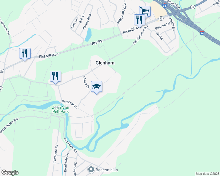 map of restaurants, bars, coffee shops, grocery stores, and more near 7 Greenhill Drive in Fishkill