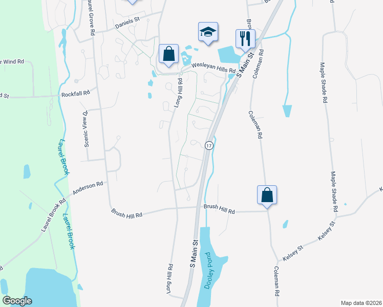 map of restaurants, bars, coffee shops, grocery stores, and more near 3 Blue Meadow Road in Middletown