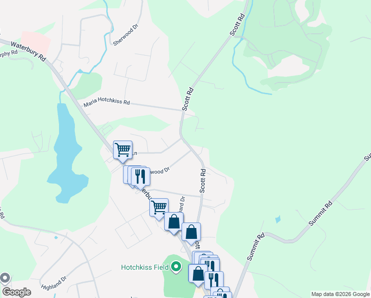 map of restaurants, bars, coffee shops, grocery stores, and more near 20 Rosewood Drive in Prospect