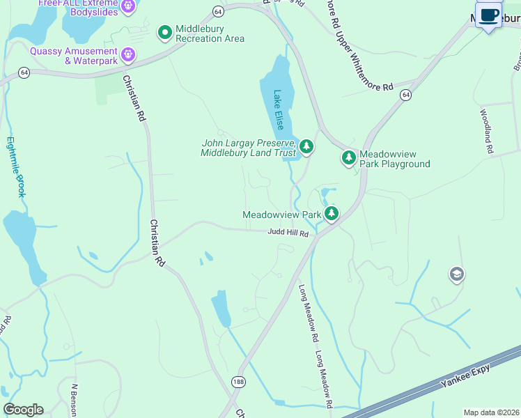 map of restaurants, bars, coffee shops, grocery stores, and more near 106 Judd Hill Road in Middlebury