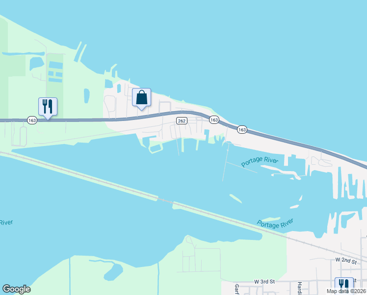 map of restaurants, bars, coffee shops, grocery stores, and more near Unnamed Road in Port Clinton