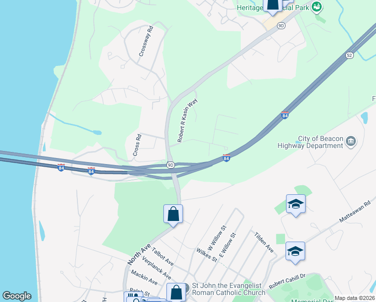 map of restaurants, bars, coffee shops, grocery stores, and more near 35 Dogwood Lane in Beacon