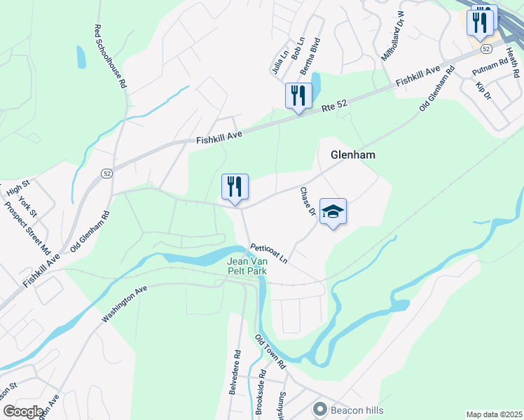 map of restaurants, bars, coffee shops, grocery stores, and more near 2 Petticoat Lane in Beacon
