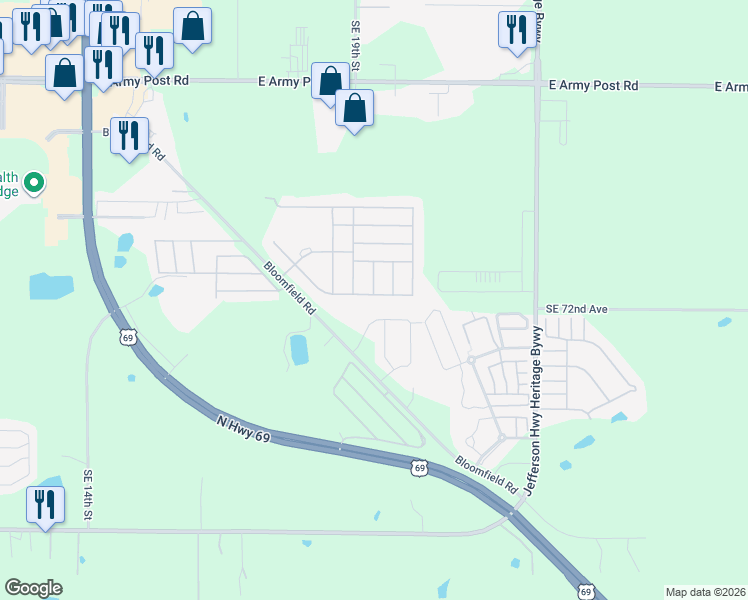 map of restaurants, bars, coffee shops, grocery stores, and more near 7082 Lancelot Drive in Des Moines