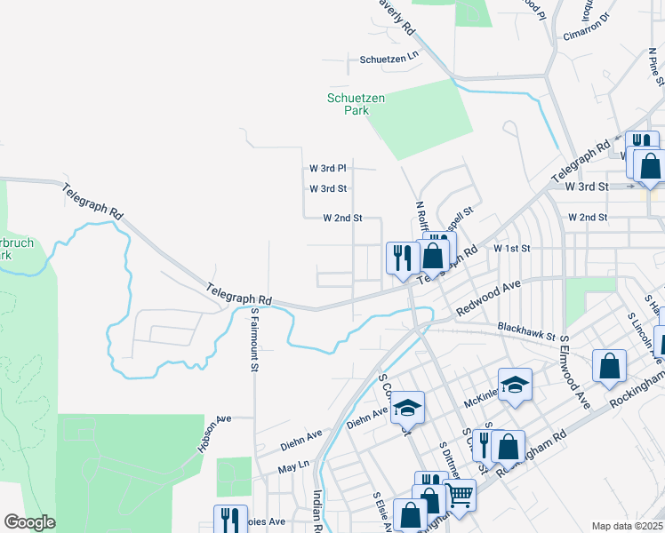 map of restaurants, bars, coffee shops, grocery stores, and more near 3126 Fairview Street in Davenport