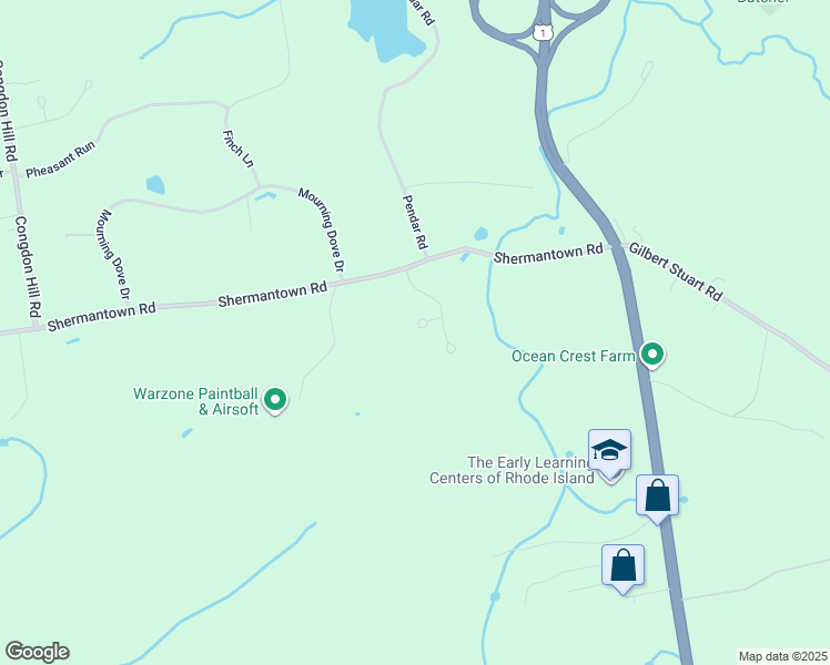 map of restaurants, bars, coffee shops, grocery stores, and more near 26 Mallet Lane in North Kingstown