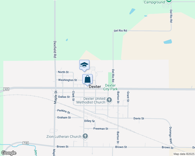 map of restaurants, bars, coffee shops, grocery stores, and more near 923 North Street in Dexter