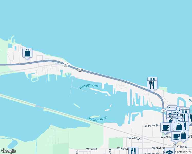 map of restaurants, bars, coffee shops, grocery stores, and more near 302 Clinton Reef Drive in Port Clinton